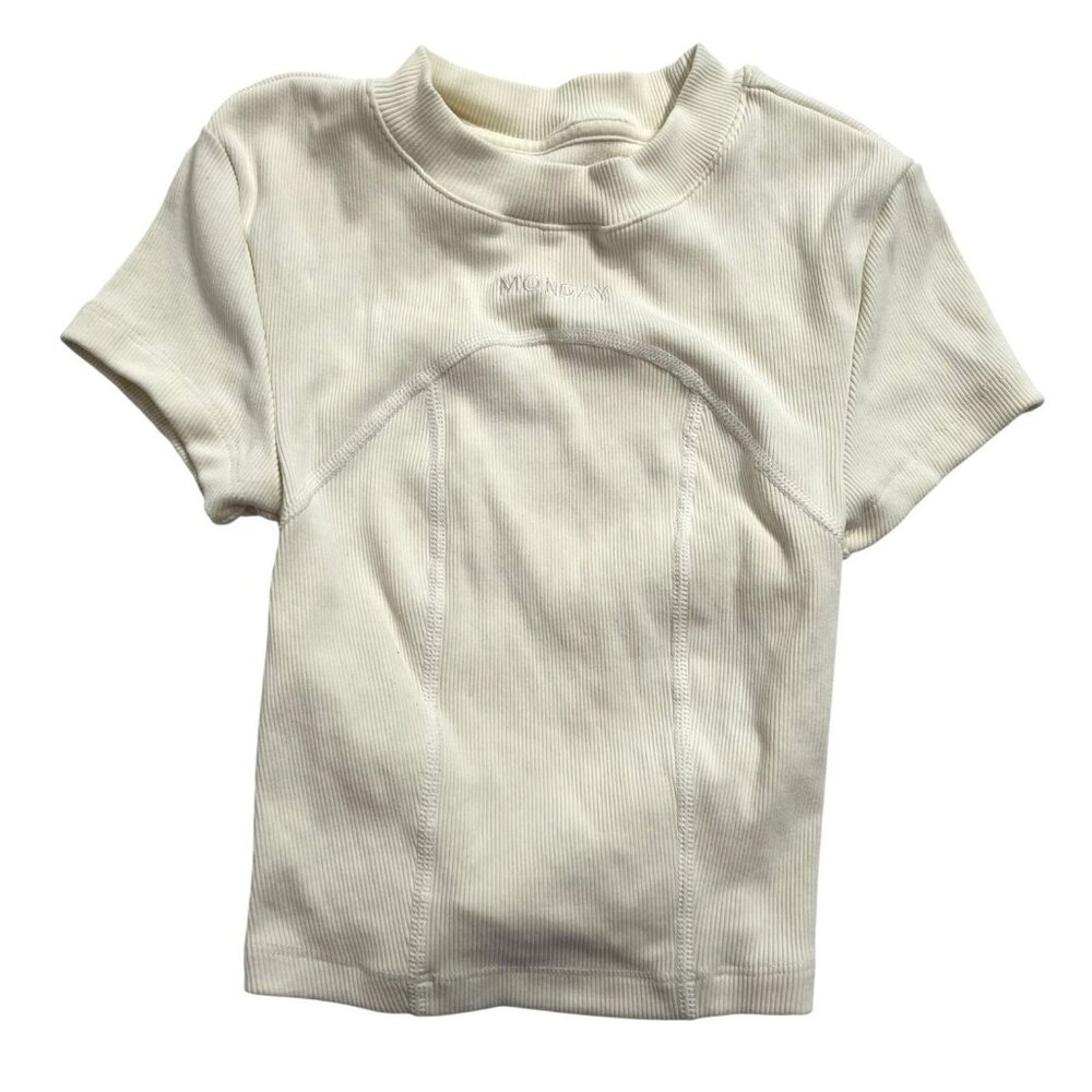 Monday Swimwear Monday Active Joshua Tree Top In White Thick Rib